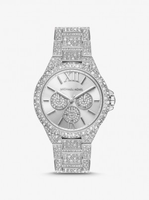Michael Kors Oversized Camille Pave Silver-Tone Watch Oversized Damen Silber | SB0273968