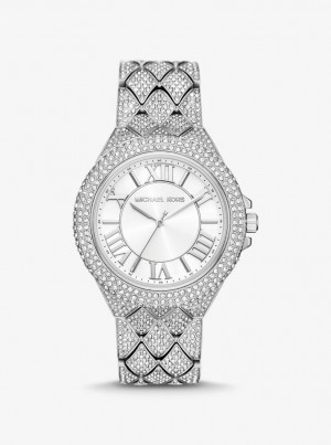 Michael Kors Oversized Camille Pave Silver-Tone Watch Silver-tone Damen Silber | UX1048527