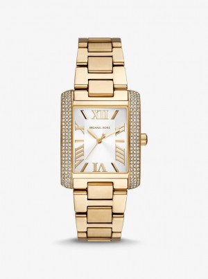Michael Kors Oversized Emery Pave Gold Tone Watch Gold-tone Damen Gold | YG8647091