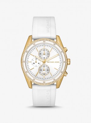 Michael Kors Oversized Hadyn Pave Gold-Tone Watch Gold-tone Damen Weiß | SQ6805219