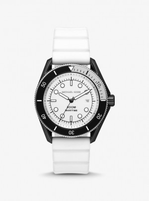 Michael Kors Oversized Maritime Silicone Watch Silicone Herren Weiß | GK6387521
