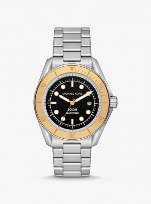 Michael Kors Oversized Maritime Silver-Tone Watch Silver-tone Herren Two Tone | ZG4865271