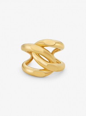 Michael Kors Oversized Precious Metal-Plated Brass Curb-Link Cuff Armbänder Damen Gold | GW8594627