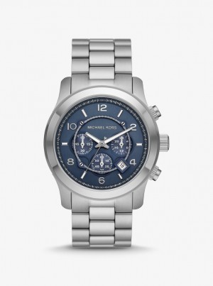 Michael Kors Oversized Runway Silver-Tone Watch Silver-tone Damen Silber | HB2408591