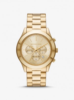 Michael Kors Oversized Slim Runway Gold-Tone Watch Oversized Damen Gold | LJ4765901