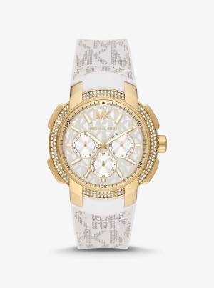 Michael Kors Oversized Sydney Pave Gold-Tone and Logo Watch Gold-tone Damen Hellgelb | DQ6398570