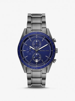 Michael Kors Oversized Warren Gunmetal Watch Oversized Herren Grau | RX2894136