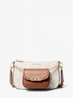 Michael Kors Parker Large Empire Signature Logo 2-in-1 Crossbody Bag Umhängetasche Damen Hellgelb | OH6014582