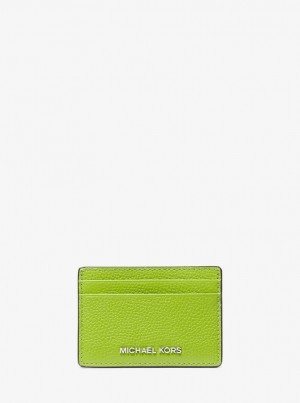 Michael Kors Pebbled Leather Card Case Kartenhülle Damen Pear | TD8062457