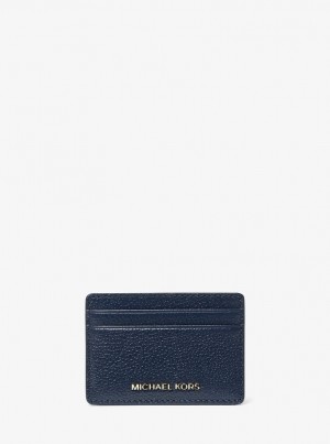 Michael Kors Pebbled Leather Card Case Kartenhülle Damen Navy | IO6250897