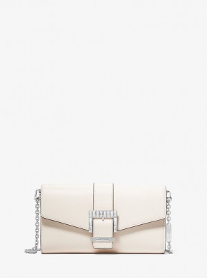 Michael Kors Penelope Medium Leather Clutch Mini Tasche Damen Weiß | JR5239104