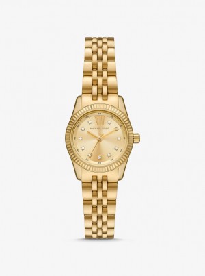 Michael Kors Petite Lexington Pave Gold-Tone Watch Gold-tone Damen Gold | YL8137052