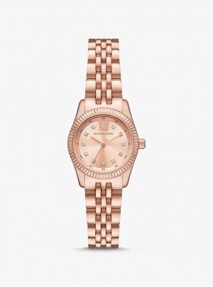 Michael Kors Petite Lexington Pave Rose Gold-Tone Watch Gold-tone Damen Rosa Gold | TA4657802