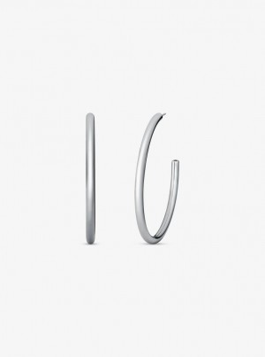 Michael Kors Precious-Metal Plated Brass Large Hoop Earrings Ohrringe Damen Silber | DS6493275