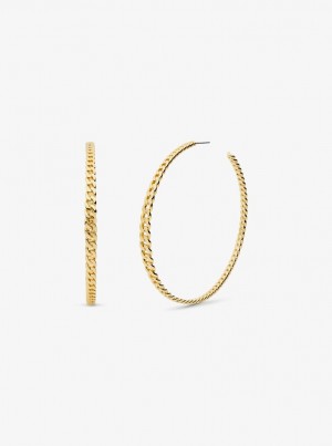 Michael Kors Precious Metal-Plated Brass Curb Link Hoop Earrings Ohrringe Damen Gold | DH2843697