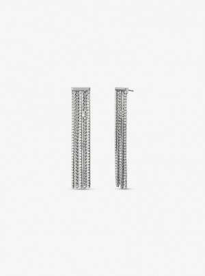 Michael Kors Precious Metal-Plated Brass Pave Chain Drop Earrings Ohrringe Damen Silber | HP2671503
