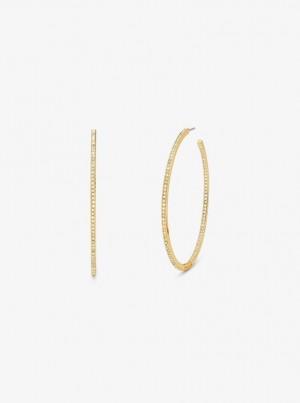 Michael Kors Precious Metal-Plated Brass Pave Hoop Earrings Ringe Damen Gold | MH2481036
