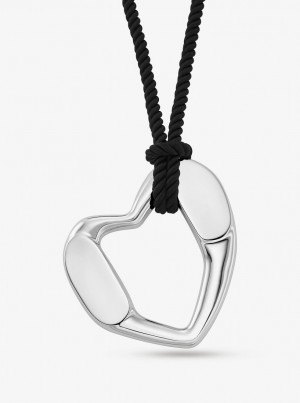 Michael Kors Precious Metal-Plated Brass Heart Necklace Ketten Damen Silber | PN1758036