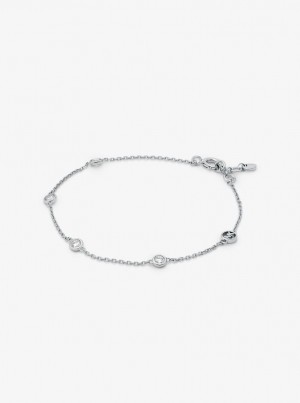 Michael Kors Precious Metal-Plated Sterling Silver Cubic Zirconia Bracelet Armbänder Damen Silber | SP8132749