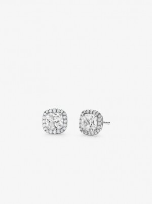 Michael Kors Precious Metal-Plated Sterling Silver Pave Stud Earrings Ohrringe Damen Silber | PO7603128