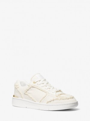 Michael Kors Rebel Frayed Denim Sneaker Sneakers Damen Weiß | XW9750846