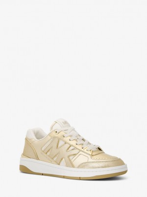 Michael Kors Rebel Metallic Leather Sneaker Sneakers Damen Gold | XO7931640