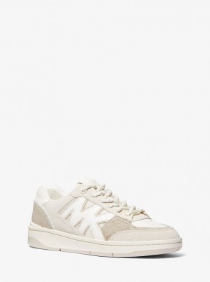 Michael Kors Rebel Mixed-Media Sneaker Sneakers Damen Beige Mehrfarbig | XD9237684