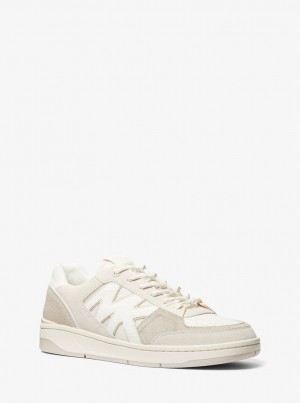 Michael Kors Rebel Mixed-Media Sneaker Sneakers Herren Beige Mehrfarbig | NW7305926