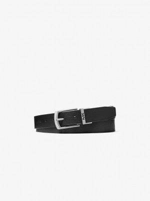 Michael Kors Reversible Pebbled Leather Belt Gürtel Herren Schwarz | VO3062489