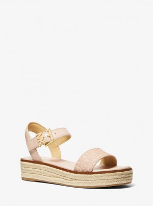 Michael Kors Richie Smooth and Logo Platform Espadrille Sandal Sandalen Damen Ballet | AF2768159