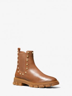 Michael Kors Ridley Astor Stud Leather Boot Stiefel Damen Luggage | NO0742138