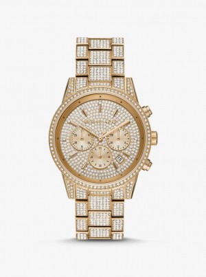Michael Kors Ritz Pave Gold-Tone Watch Gold-tone Damen Gold | WK2751394