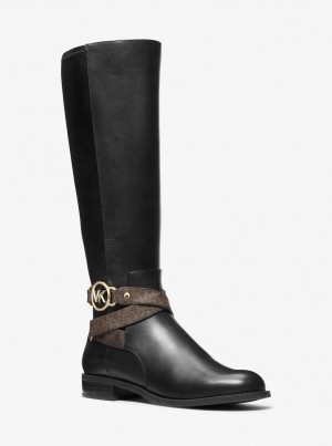 Michael Kors Rory Leather and Logo Boot Stiefel Damen Braun | VC1893672