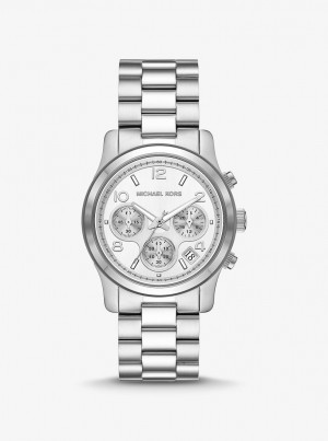 Michael Kors Runway Silver-Tone Watch Silver-tone Herren Silber | CF6318590