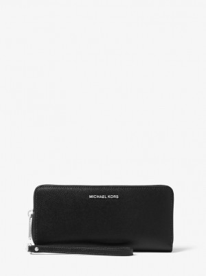Michael Kors Saffiano Leather Continental Wallet Geldbörse Damen Schwarz | LR7539601