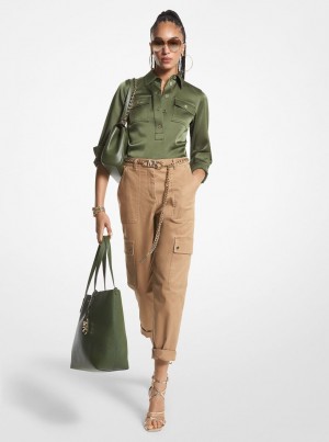 Michael Kors Satin Shirt Oberteile Damen Jade | FE0591842