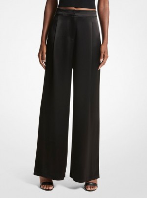 Michael Kors Satin Wide-Leg Pants Hose Damen Schwarz | EL3780429