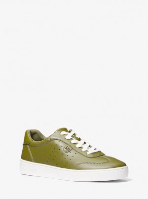Michael Kors Scotty Leather Sneaker Sneakers Damen Olivgrün | KP8962510
