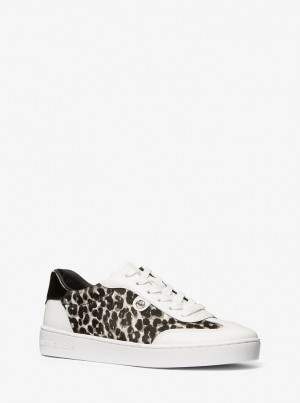 Michael Kors Scotty Leopard Print Calf Hair Sneaker Sneakers Damen Schwarz | JT4297805