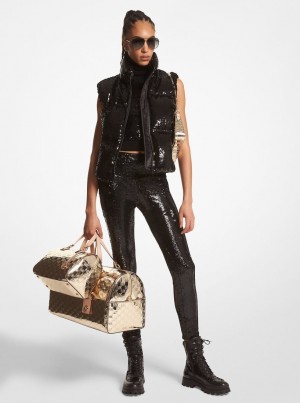 Michael Kors Sequined Cire Quilted Puffer Vest Jacken Damen Schwarz | GZ8716024
