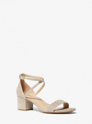 Michael Kors Serena Flex Glitter Chain-Mesh Sandal Sandalen Damen Gold | TE4386172