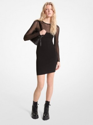Michael Kors Sheer Viscose Blend Mini Dress Kleid Damen Schwarz | WF1370824