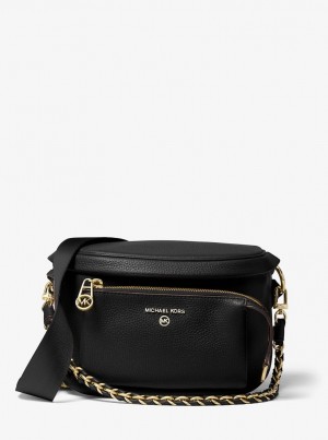 Michael Kors Slater Medium Pebbled Leather Sling Pack Rucksäcke Damen Schwarz | NB7569381