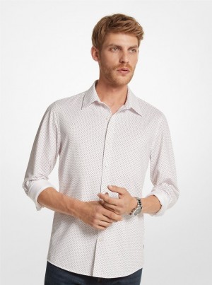 Michael Kors Slim-Fit Printed Stretch Shirt Hemd Herren Weiß | RH9687204