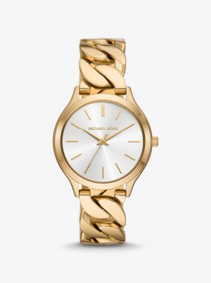 Michael Kors Slim Runway Gold-Tone Curb-Link Watch Gold-tone Damen Gold | RY3452198