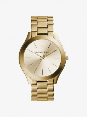 Michael Kors Slim Runway Gold-Tone Stainless Steel Watch Gold-tone Damen Gold | UJ8567031