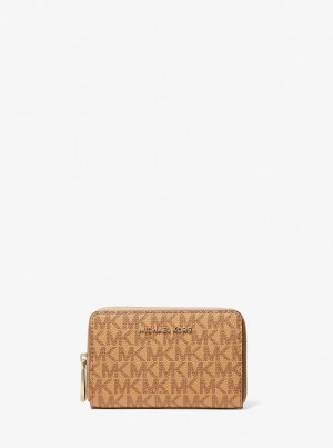 Michael Kors Small Logo Wallet Geldbörse Damen Pale Peanut | OU9763281