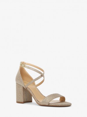 Michael Kors Sophie Flex Glitter Chain-Mesh Sandal Sandalen Damen Champagne | VA8491736