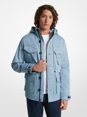 Michael Kors Stretch Cotton Hooded Field Jacket Jacken Herren Chambray | DC3045987