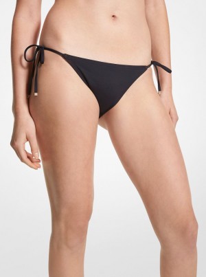 Michael Kors Stretch Nylon Bikini Bottom Bademode Damen Schwarz | YQ0731268